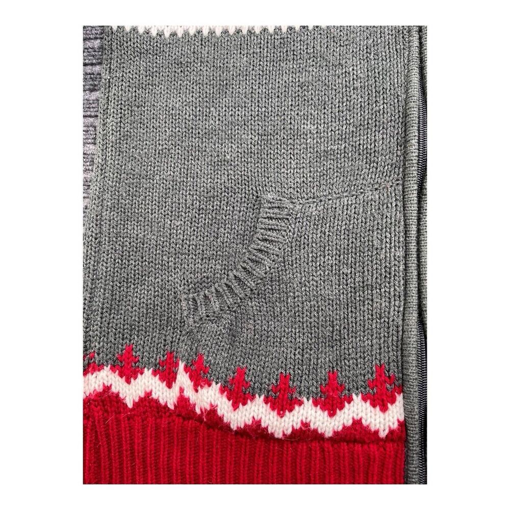Motherhood Maternity Gray and Red Hooded Fair Isle Knit Sweater - Picture 6 of 12
